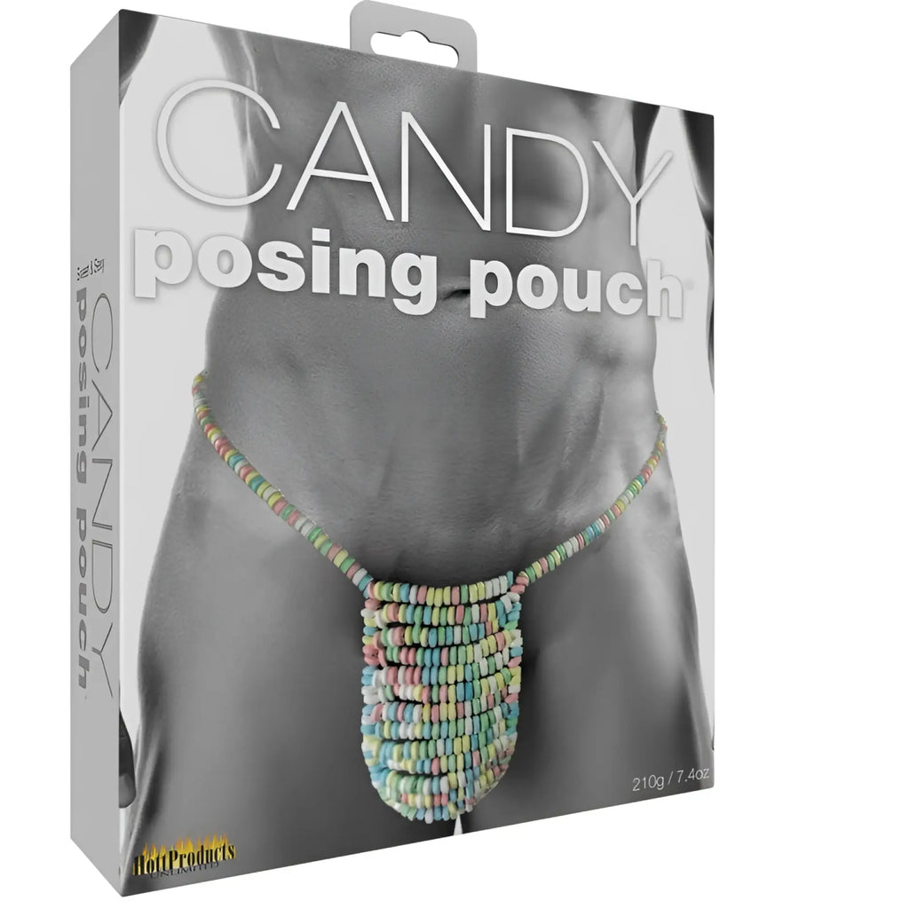 Hott Products candy posing pouch made of linked pastel-hued hard candies for colorful wear