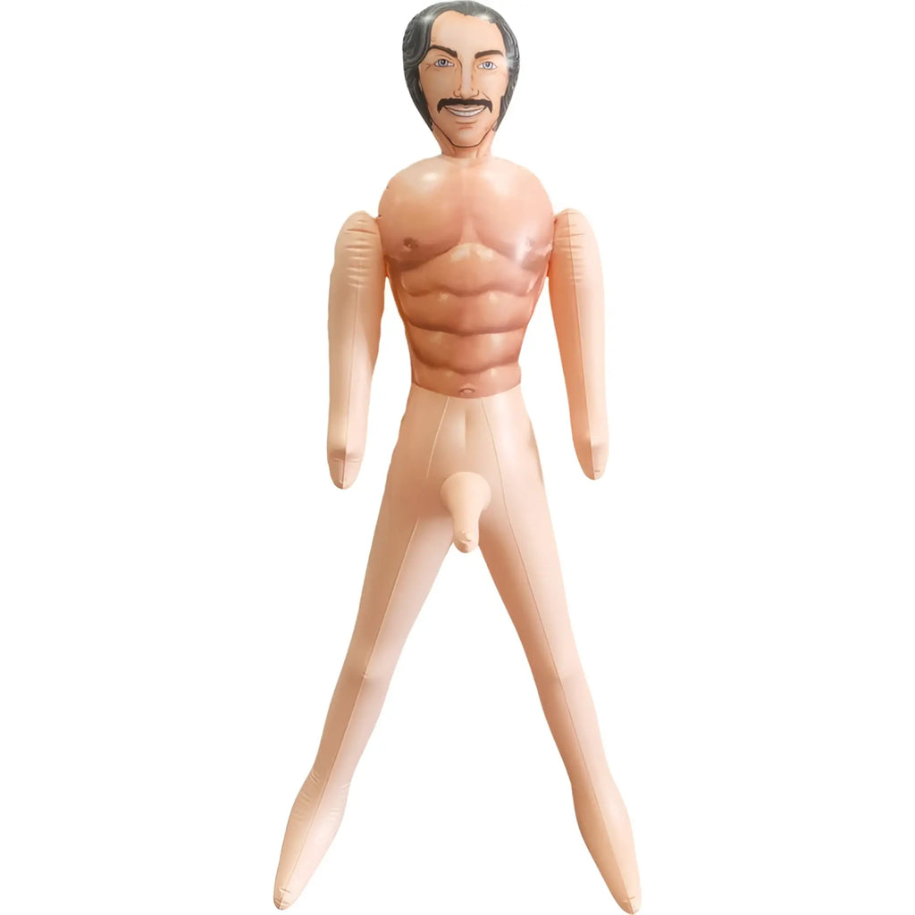 Hott Products Johnny Wad inflatable doll beige plastic male figure with painted face and defined abs