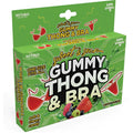 Green packaged sweet and sour gummy thong and bra candy by lusty lickers from hott products collection