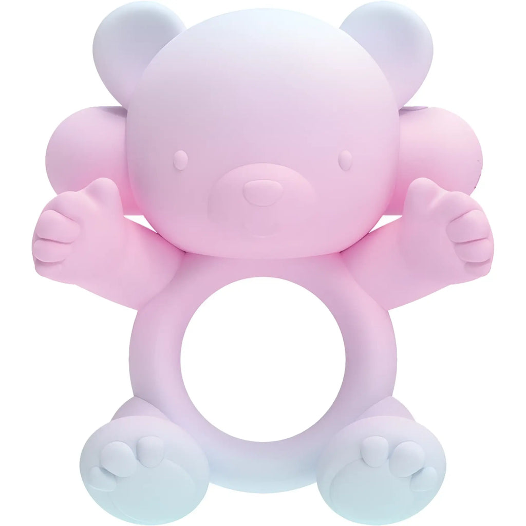 Pink silicone bear-shaped cock ring with soft rounded features and central hole by hott products Wet Dreams Ultra