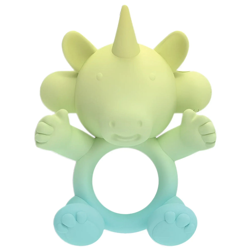 Hott products wet dreams ultra 20 mode usb silicone uni horn cock ring in pastel green and blue with unicorn design