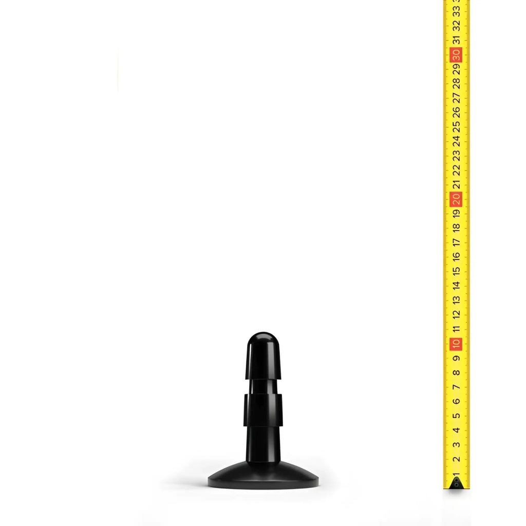 Black plastic suction cup with cylindrical stem and flared base from hung system hs03 for secure mounting