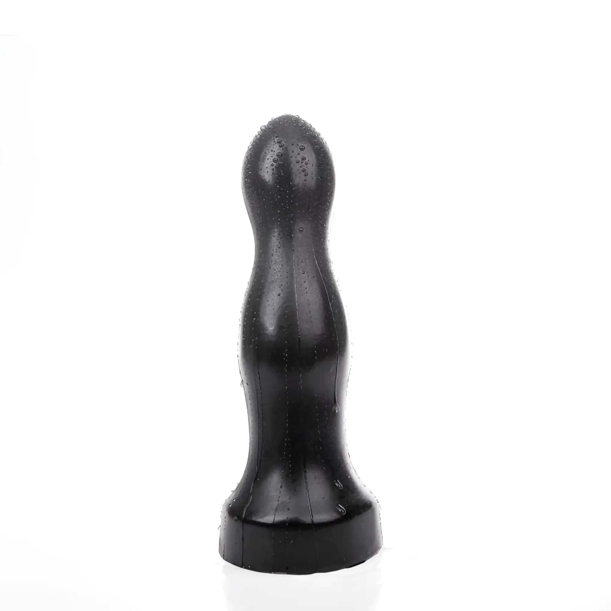 Black silicone dildo with textured tapered design and rounded head from Hung System Winky product line
