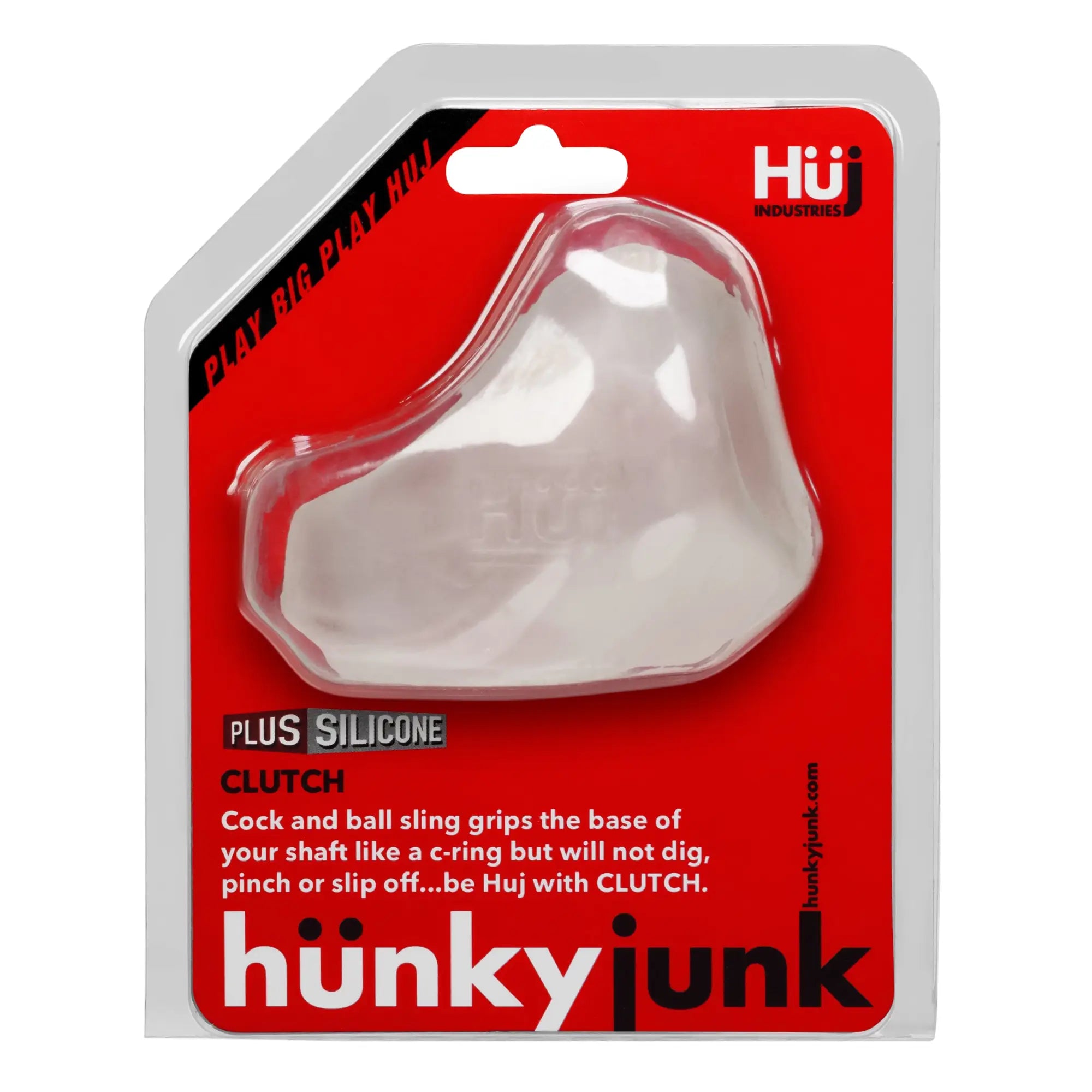 Clear silicone hunkyjunk clutch cock ball sling with smooth flexible design for secure grip by Hunkyjunk Ice