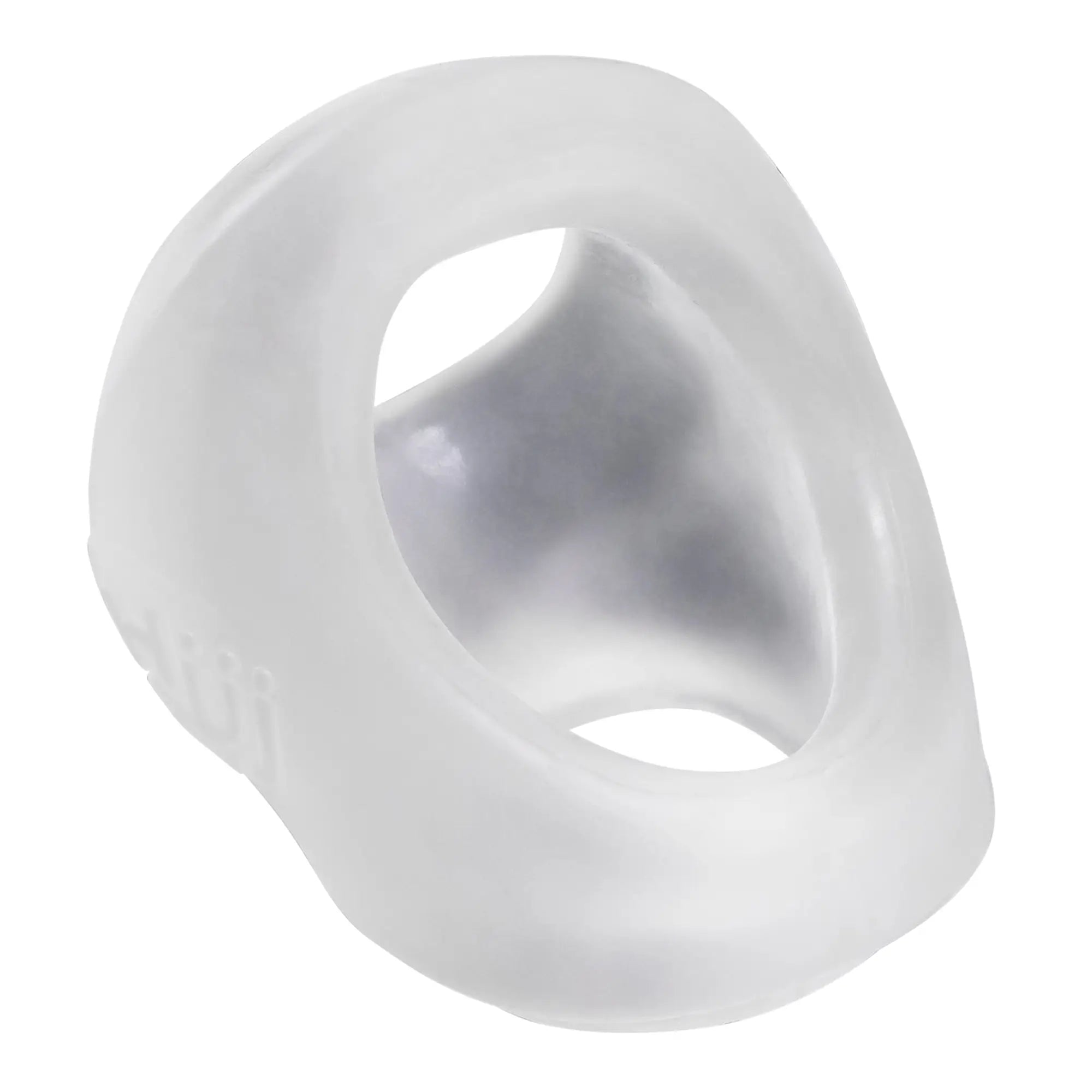 Transparent silicone urethral dilator with smooth rounded design and two openings in hunkyjunk clutch cock ball sling
