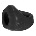 Black hui brand silicone clutch cock ball sling ring with smooth glossy finish and two distinct openings by hunkyjunk tar