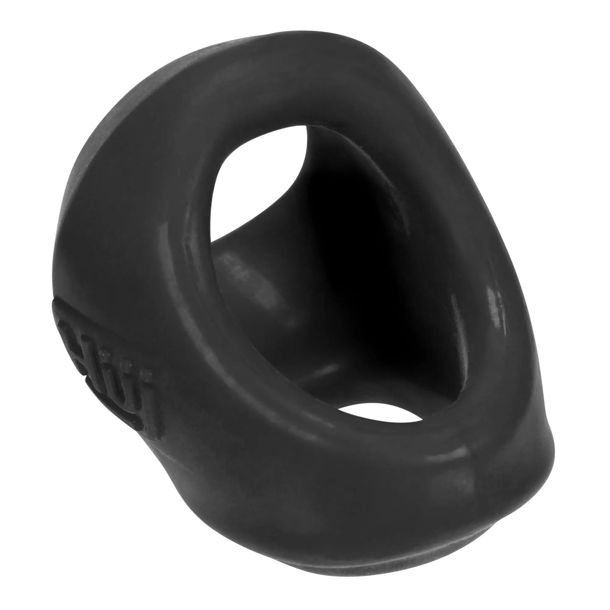 Black silicone urethral ring with smooth glossy finish and ergonomic design from hunkyjunk clutch cock ball sling