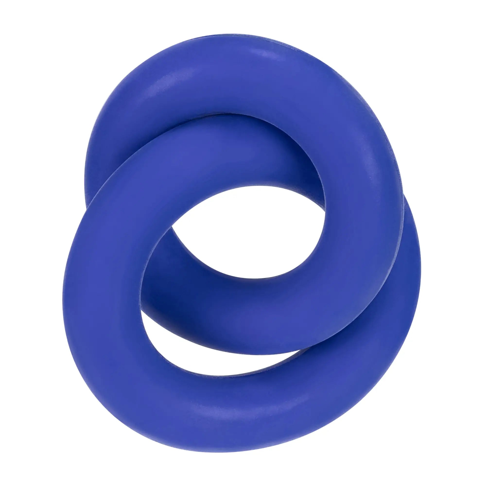 Blue silicone hunkyjunk duo linked cock ball rings with smooth glossy finish and interlocking ring design
