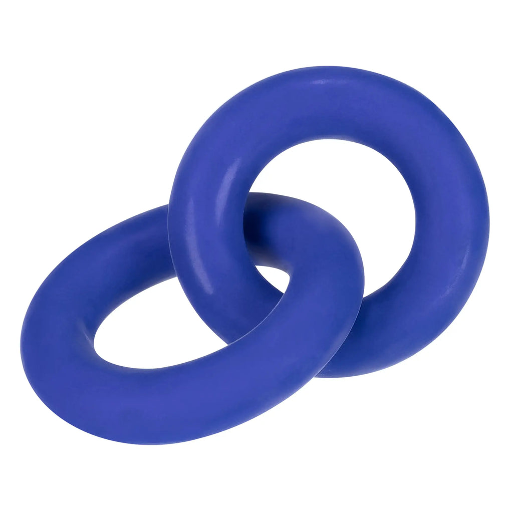 Vibrant blue silicone hunkyjunk duo linked cock ball rings by hunkyjunk cobalt designed for enhanced support