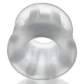 Hunkyjunk gyroball ballstretcher clear ice one size transparent silicone body with frosted textured surface and internal ridges