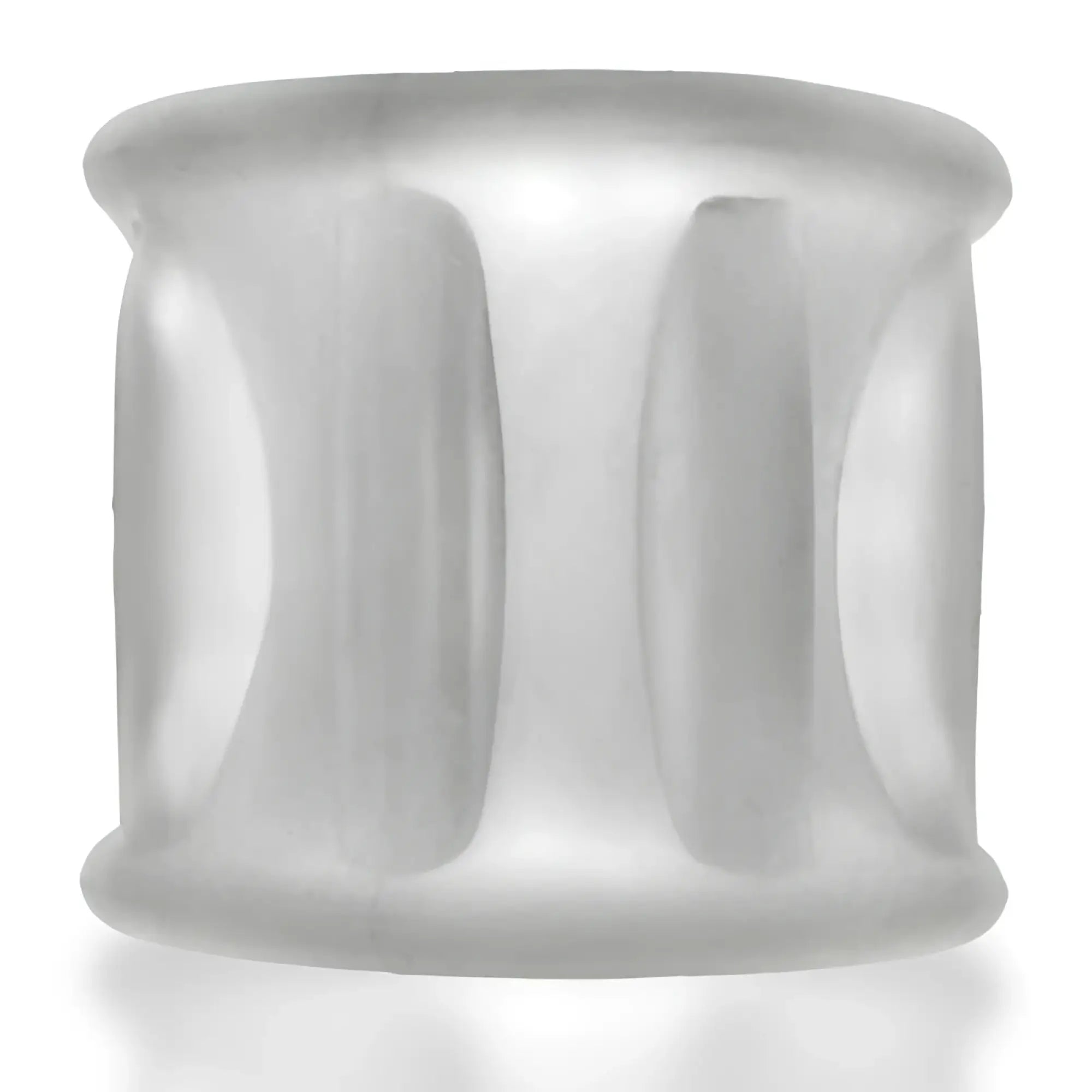 Hunkyjunk gyroball ballstretcher clear ice transparent silicone ring with smooth rounded design and three vertical grooves