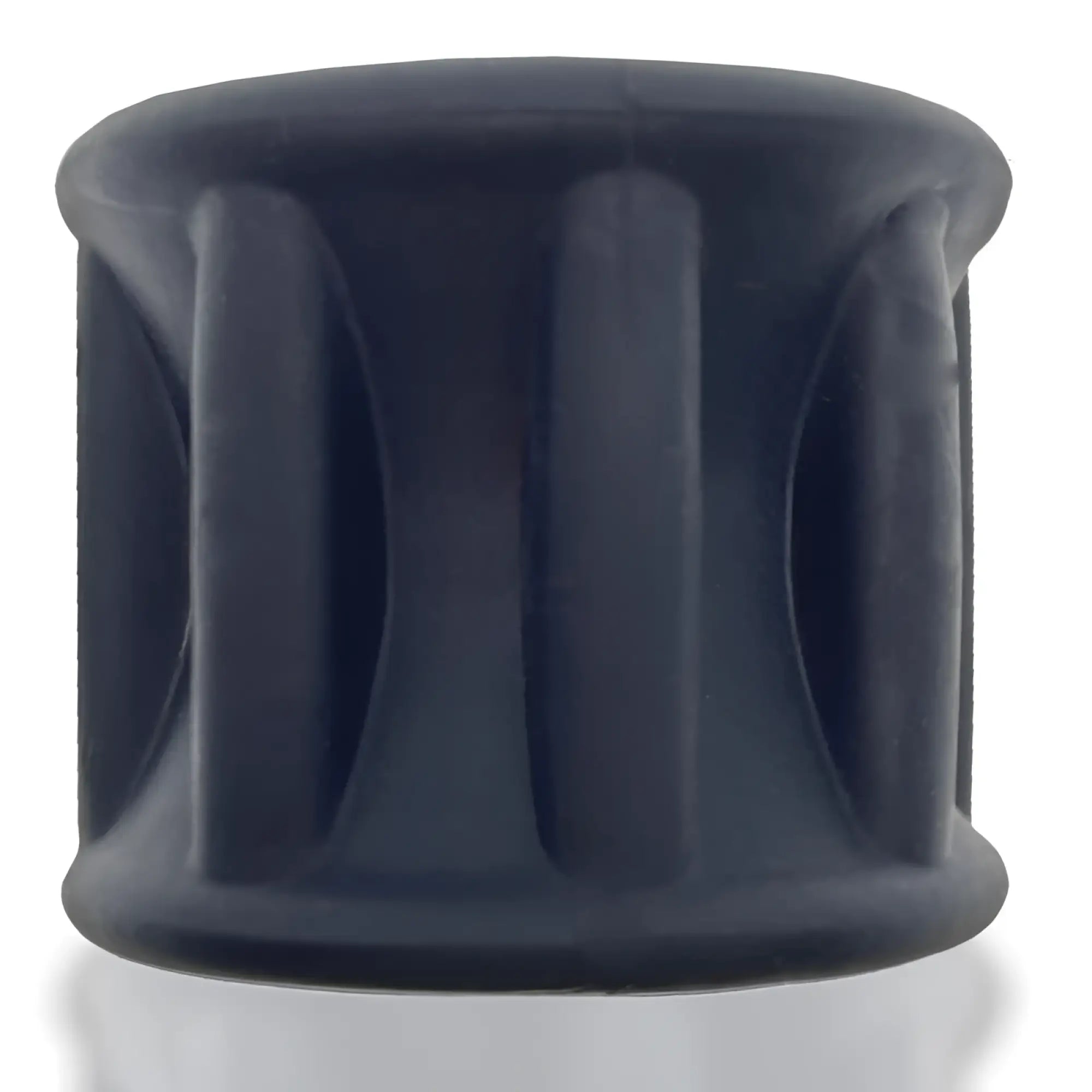 Black silicone ballstretcher ring with ribbed cylindrical design from hunkyjunk gyroball tar ice one size