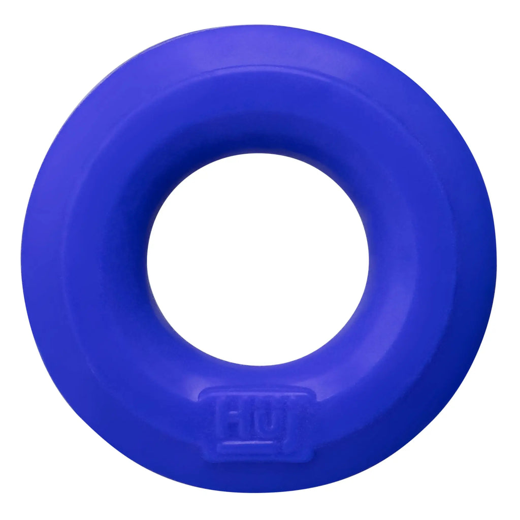 Bright blue silicone c ring with subtle embossed logo on the bottom by Hunkyjunk cobalt
