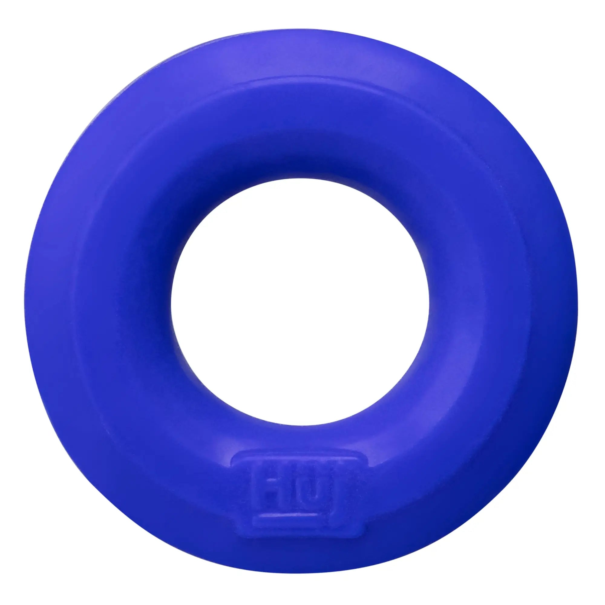 Bright blue silicone c ring with subtle embossed logo on the bottom by Hunkyjunk cobalt