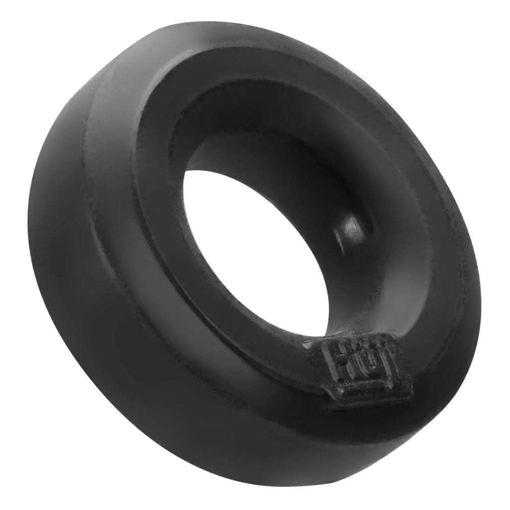 Black matte silicone ring with subtle embossed hut logo side detail from hunkyjunk huj c ring by hunkyjunk tar