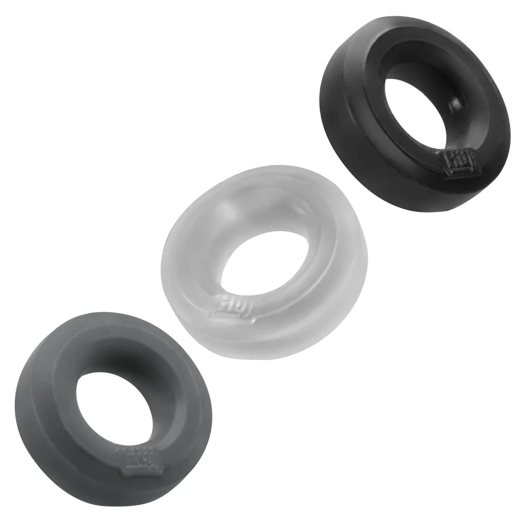 Set of three silicone ring inserts in black gray and clear for hunkyjunk huj3 c ring 3 pk by Hunkyjunk