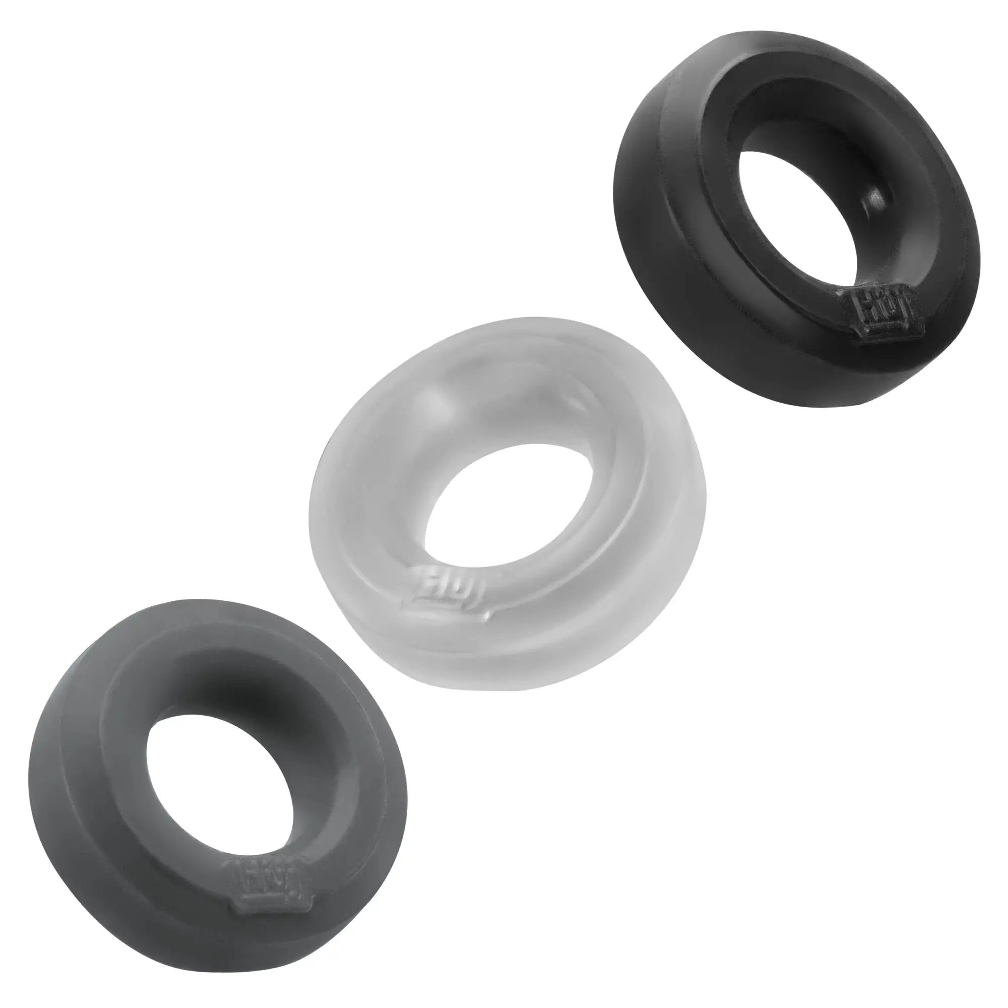 Set of three silicone ring inserts in black gray and clear for hunkyjunk huj3 c ring 3 pk by Hunkyjunk