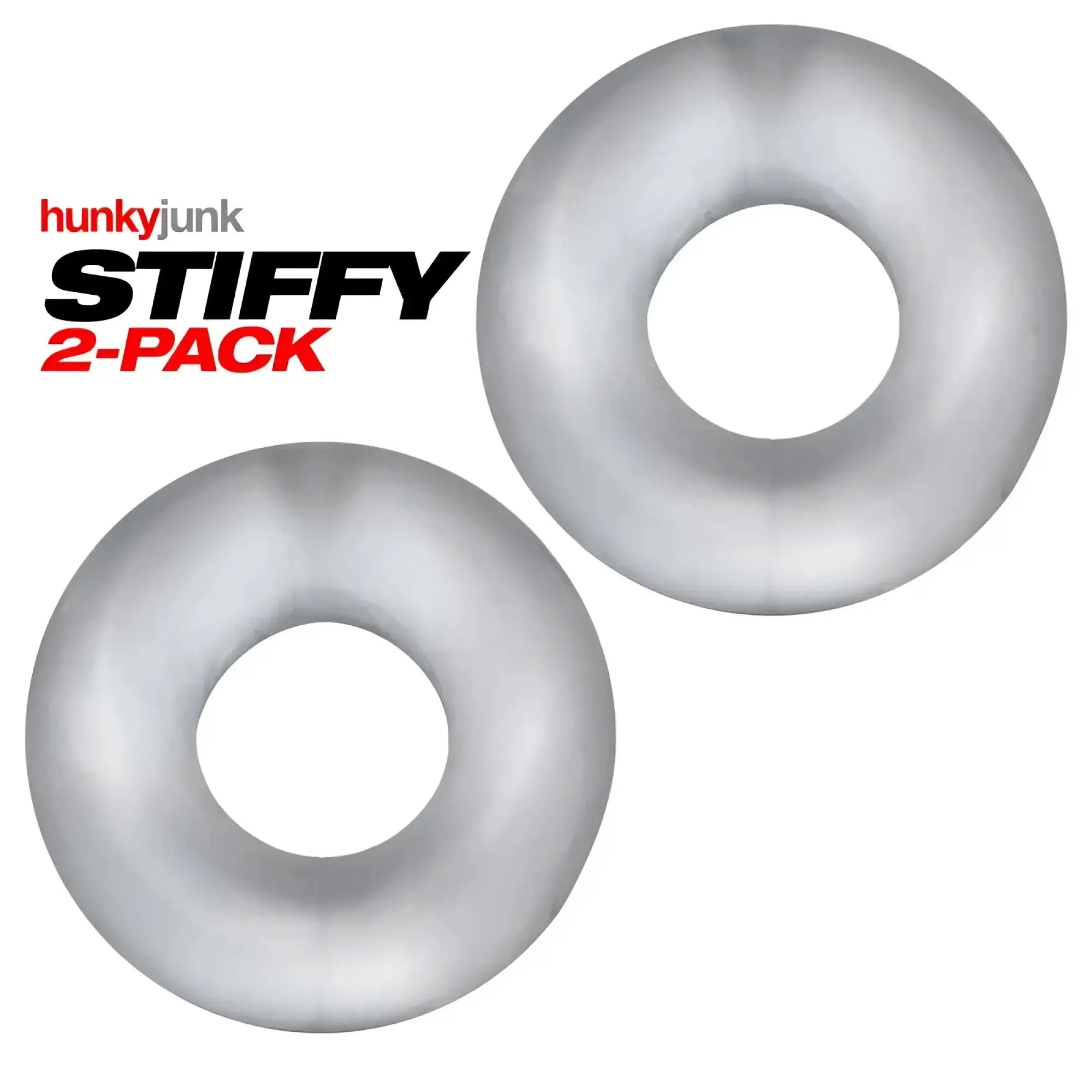 Silver silicone stiffy cockrings 2 pack from hunkyjunk ice clear one size for bulge enhancement