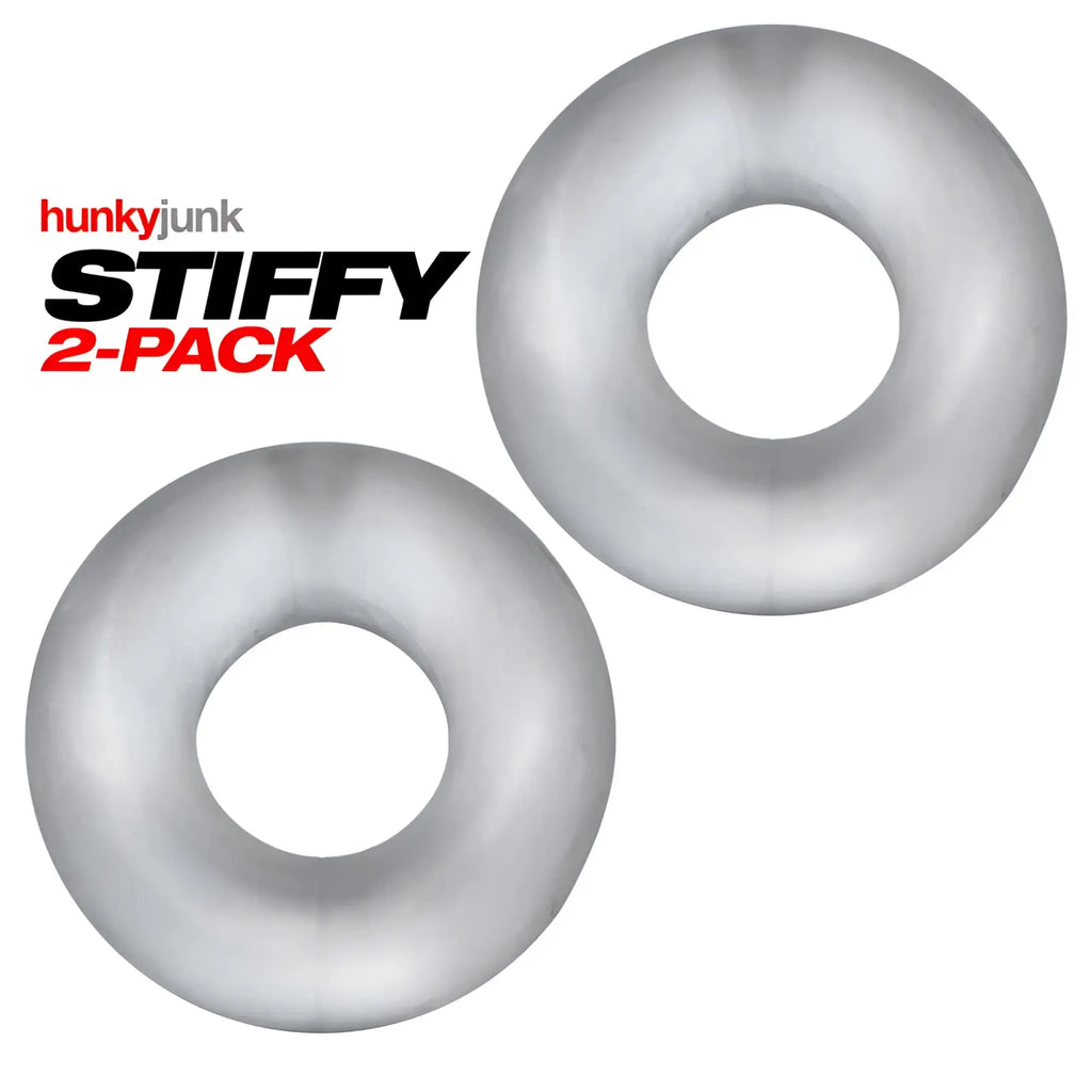 Silver silicone stiffy cockrings 2 pack from hunkyjunk ice clear one size for bulge enhancement