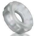 Translucent gray silicone hunkyjunk super hunkyjunk 3 pc cockring with textured ridged surface and inner threaded hole