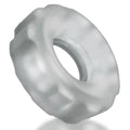 Translucent gray silicone hunkyjunk super hunkyjunk 3 pc cockring with textured ridged surface and inner threaded hole