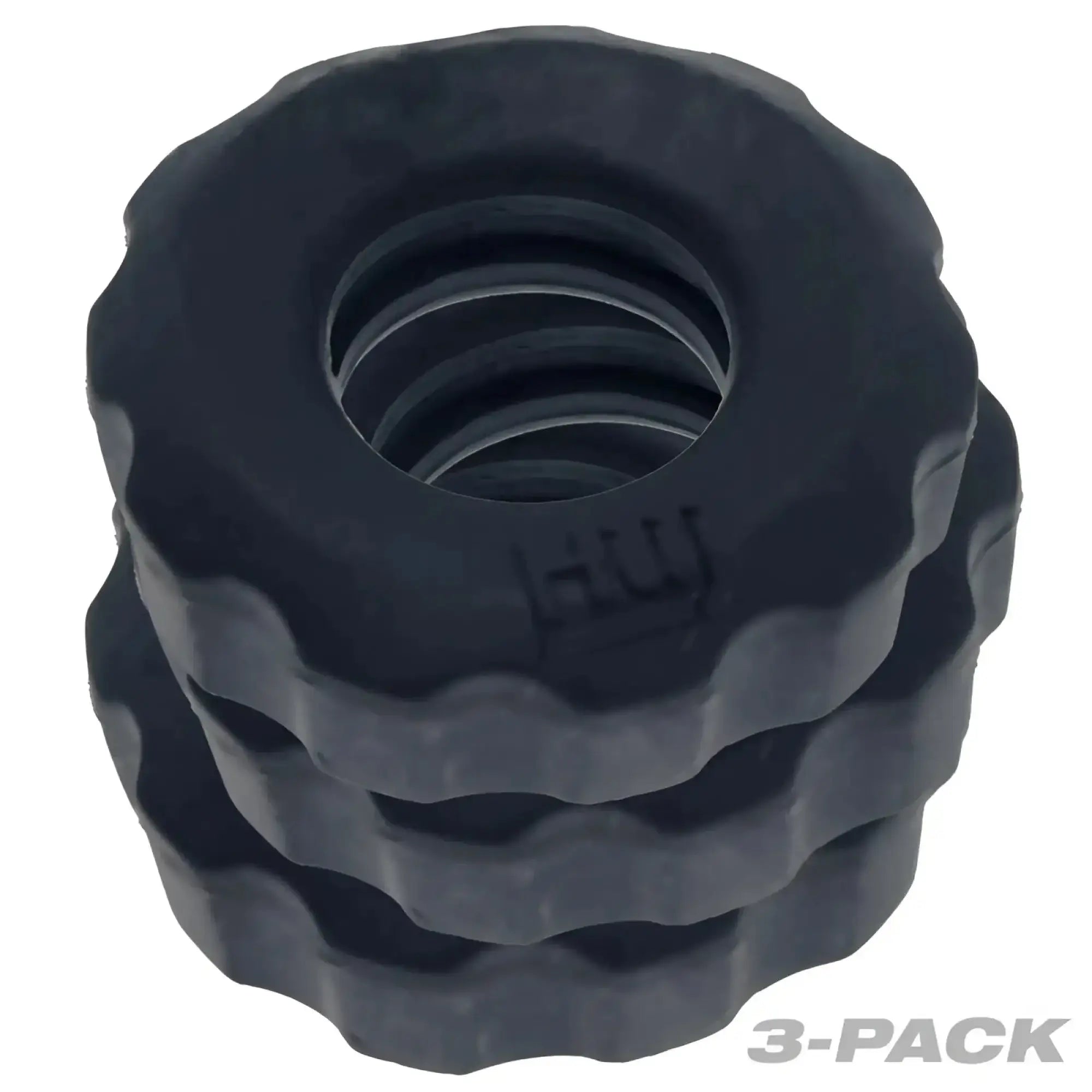 Hunkyjunk super hunkyjunk 3 pc textured black silicone cock rings in one size for enhanced durability and comfort