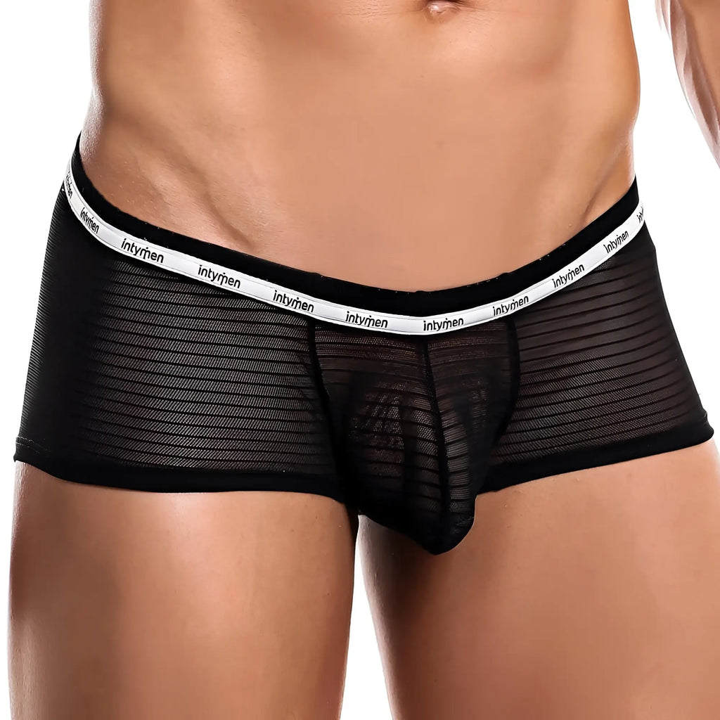 Black mesh briefs with white intyren elastic waistband from intymen ing065 boxer trunk collection