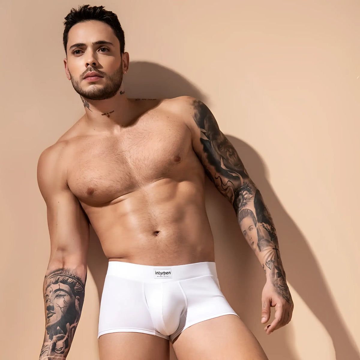 White intymen ing074 boxer trunk briefs made of soft breathable fabric for comfortable everyday wear