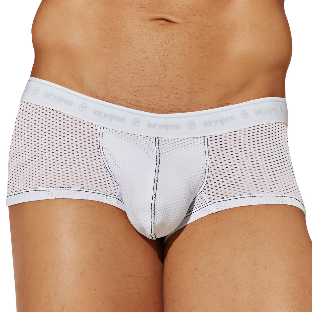 White mesh briefs with branded elastic waistband from intymen ing083 boxer trunk collection for comfortable wear