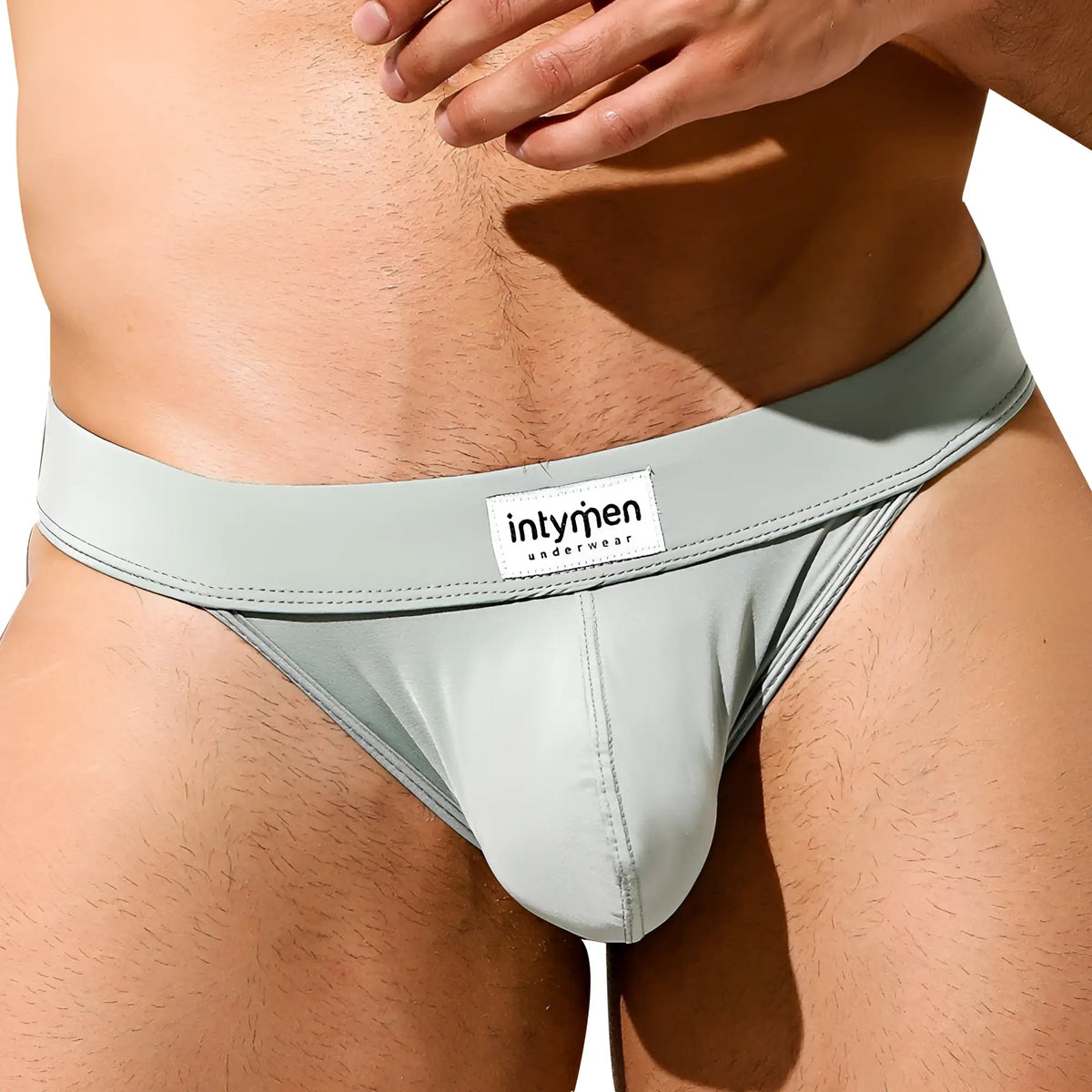 A sleek light gray intymen ini029 bikini brief designed for athletic comfort and support