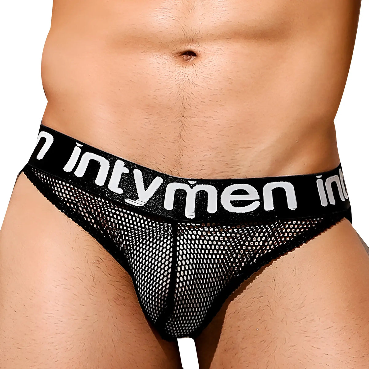 Black mesh briefs intymen inj067 with white intymen logo on waistband for breathable everyday wear