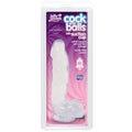 Transparent silicone cock and balls toy with suction cup in diamond clear by Jelly Jewels for secure hands-free use