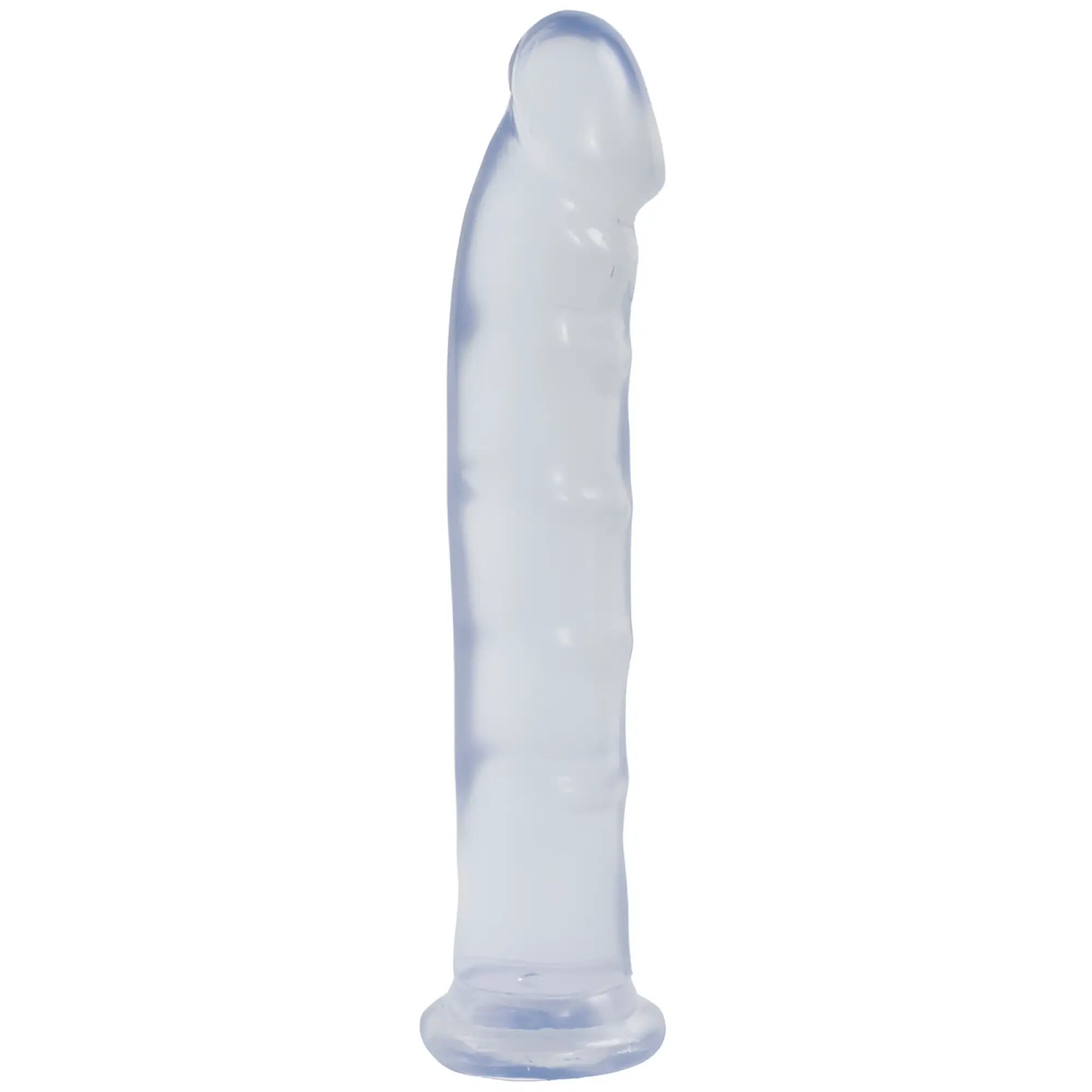 Transparent silicone dildo with textured ribbed surface and rounded head jelly jewels dong with suction cup diamond