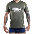 Olive green v-neck jocko jkn003 t-shirt with white american flag us map design and veteran text on front