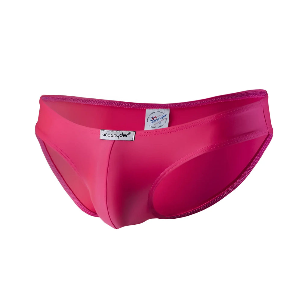 Bright fuchsia joe snyder bikini classic polyester menâ€™s swim trunks with sleek form-fitting design and elastic waistband
