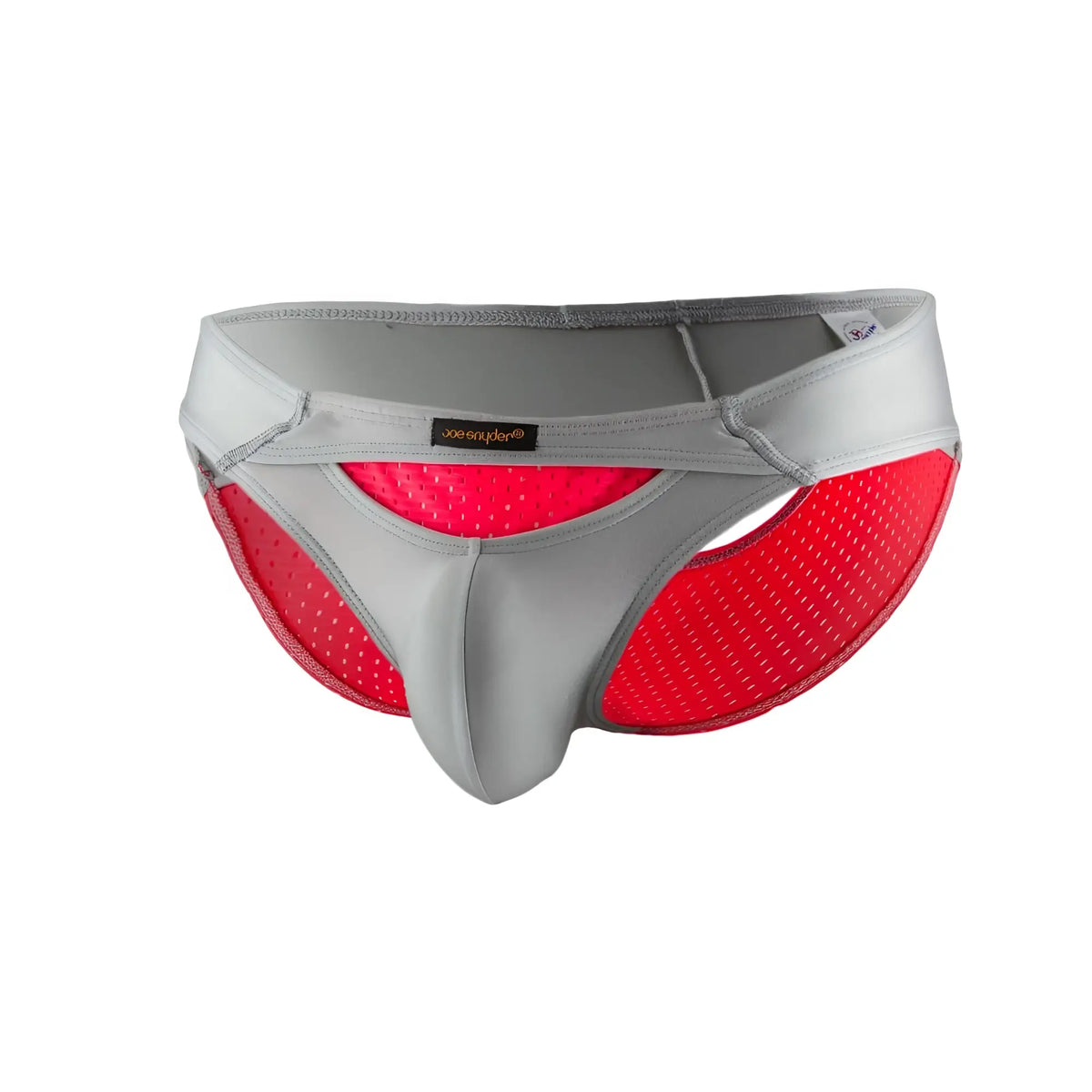 Gray and red mesh joe snyder bikini sexiest briefs with supportive contoured design for athletic use