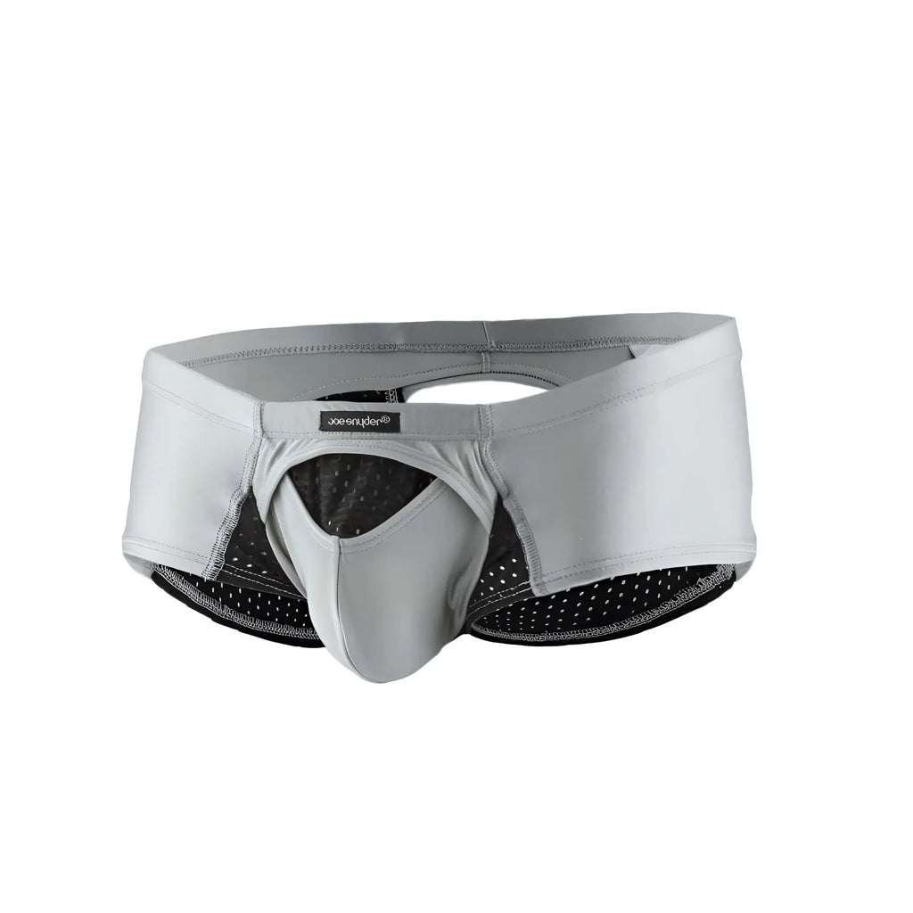 Gray joe snyder cheek sexiest menâ€™s briefs with black mesh interior and branded waistband label