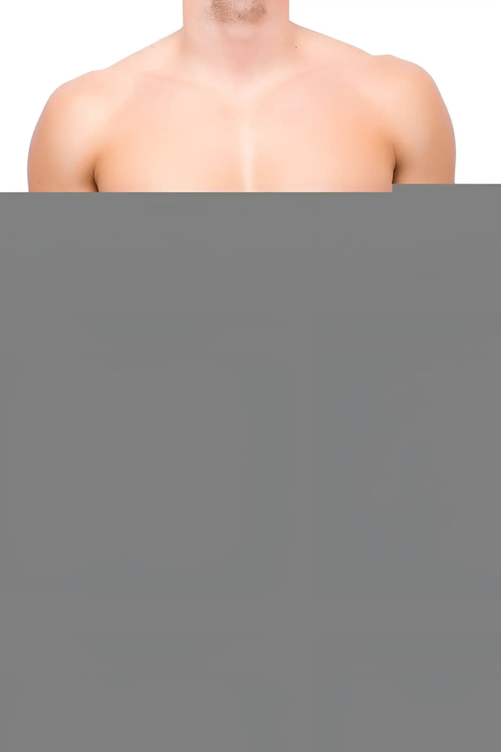 A manâ€™s bare muscular upper torso showcasing defined pectoral muscles in a joe snyder mini cheek product image