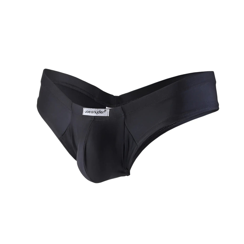 Black joe snyder polyester mini cheek menâ€™s briefs with smooth fabric and supportive pouch design