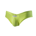 Bright lime green joe snyder polyester mini cheek menâ€™s briefs with smooth stretchy fabric and contoured design