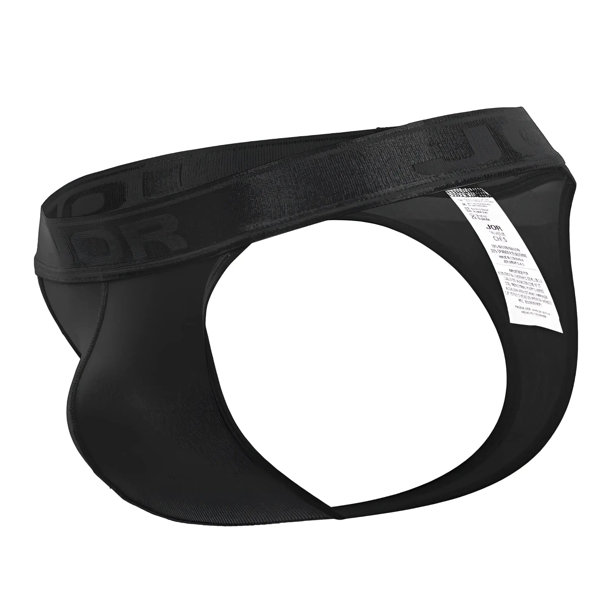 Black jor 2050 element thongs made of smooth stretchy fabric with elastic waistband featuring the brand logo