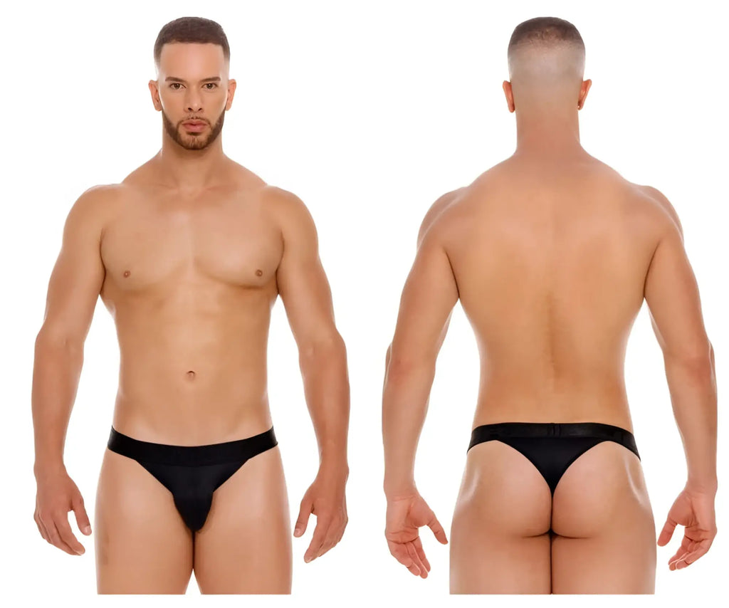 Black sleek form-fitting jor 2050 element thongs with smooth satin-like finish for comfortable wear
