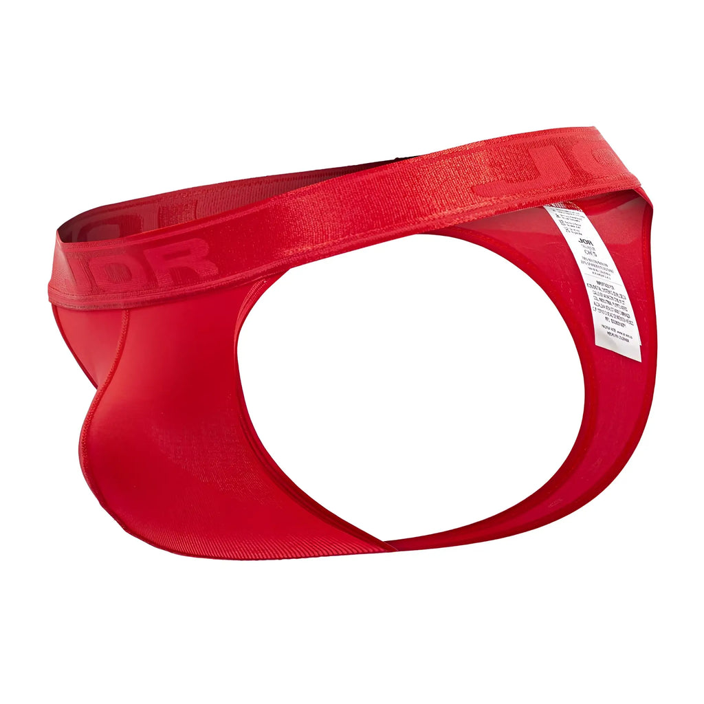 Red jor 2050 element thongs in red made of smooth stretchy fabric with a sleek form fitting design from the back
