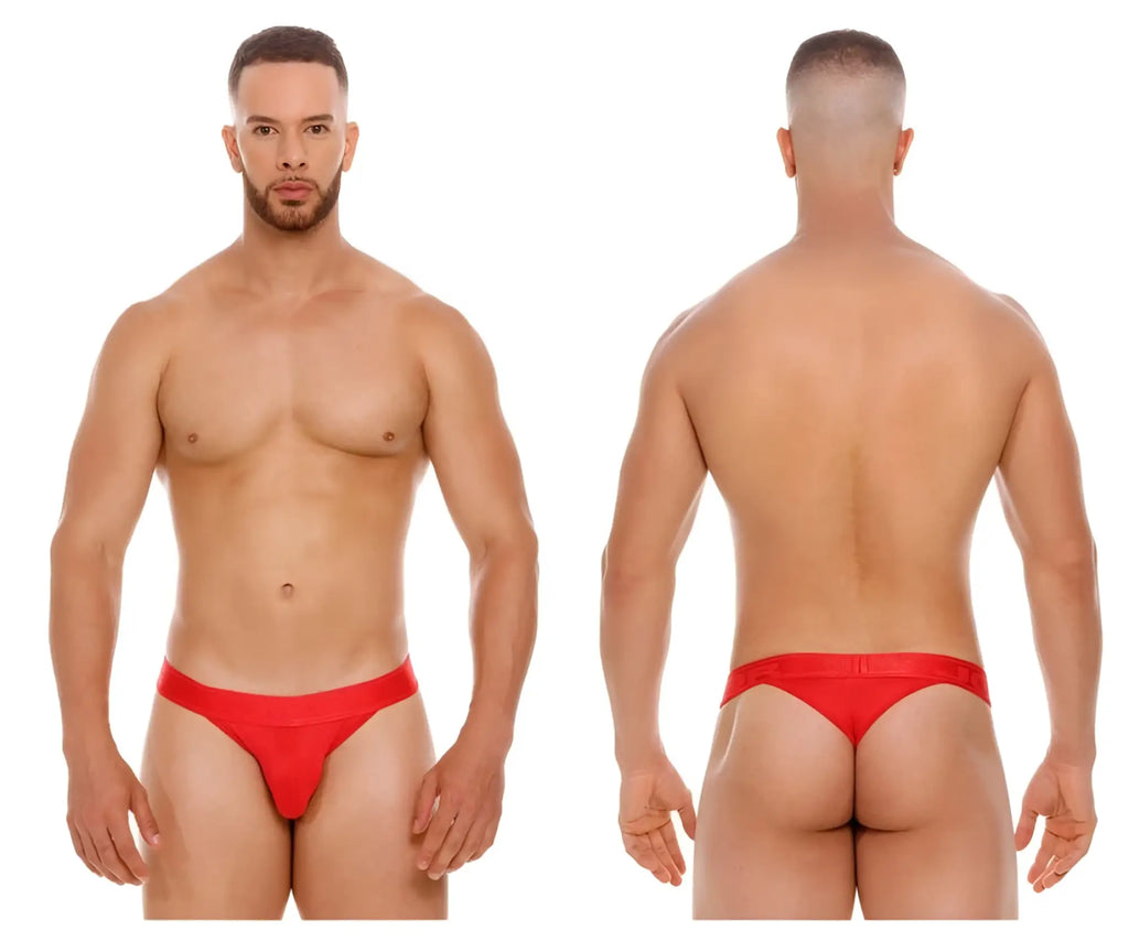 Red jor 2050 element thong briefs in breathable fabric shown from the back side