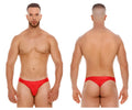 Red jor 2050 element thong briefs in breathable fabric shown from the back side