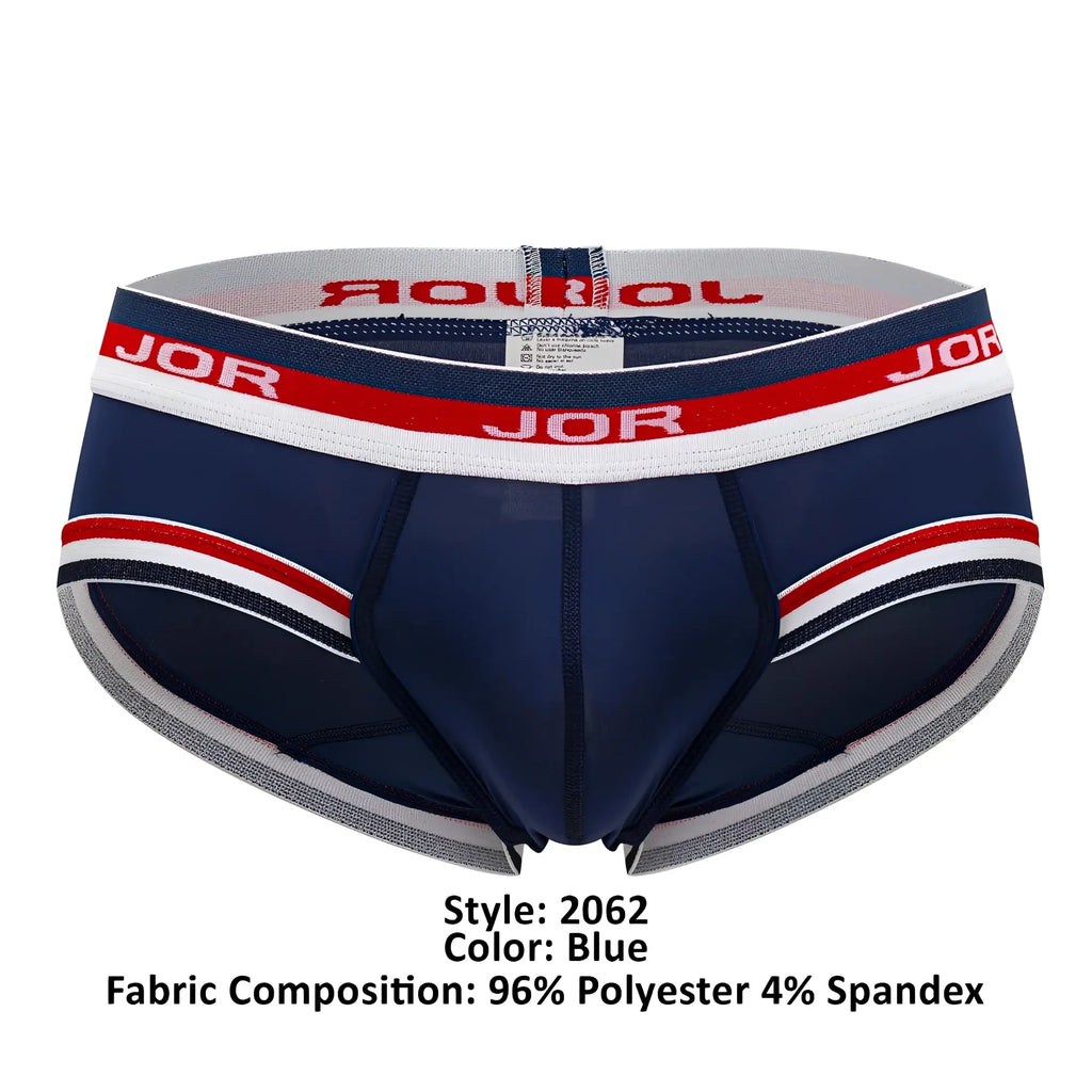 Blue jor 2062 sailor briefs for men with red and white striped trim in comfortable fabric