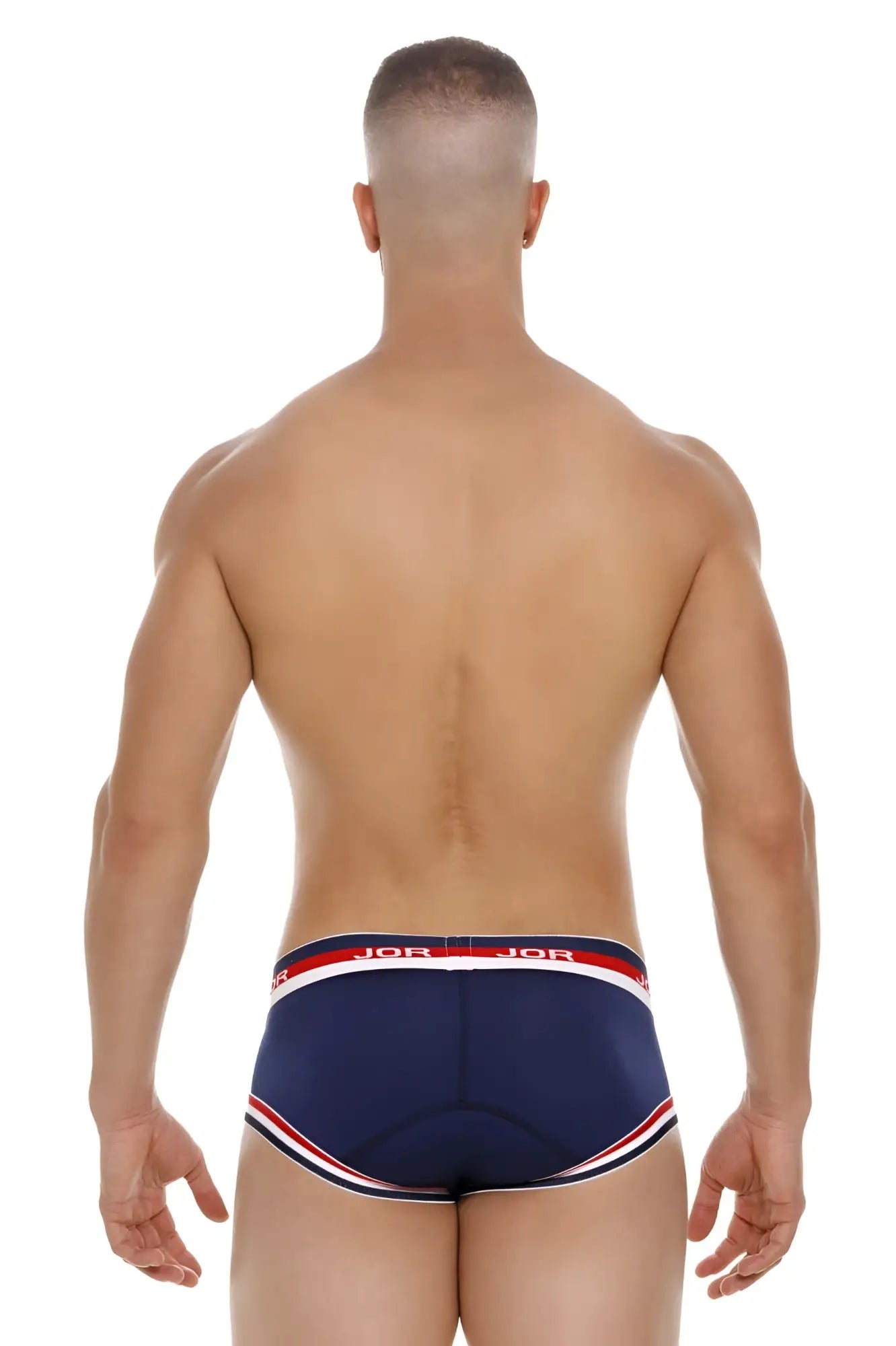 Navy blue jor 2062 sailor briefs with red and white striped trim designed for comfortable daily wear