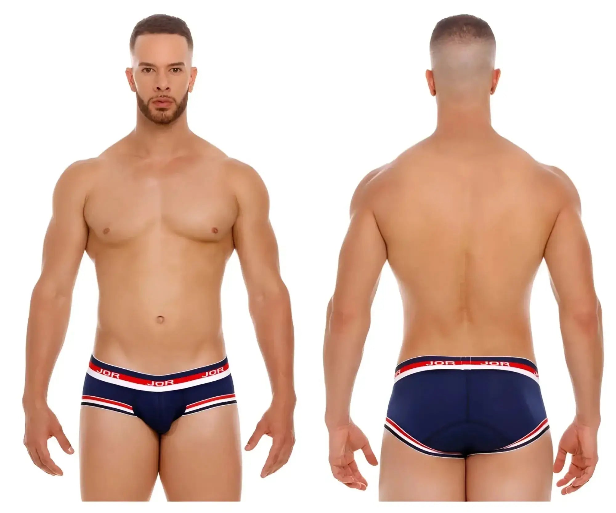 Navy blue jor 2062 sailor briefs for men with red and white striped waistband and comfortable fabric