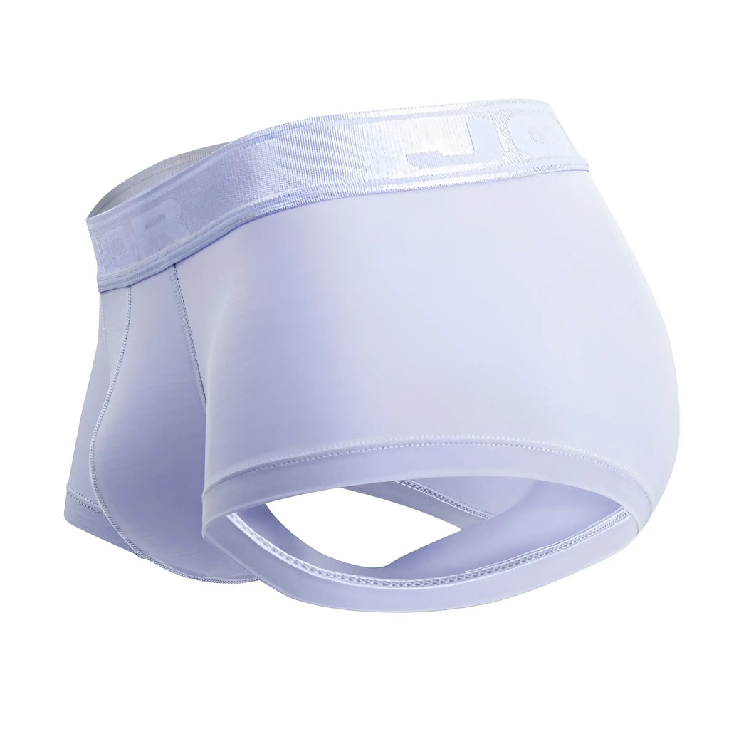 White men’s JOR 2140 element trunks in light blue with a subtle sheen and elastic waistband featuring the brand logo