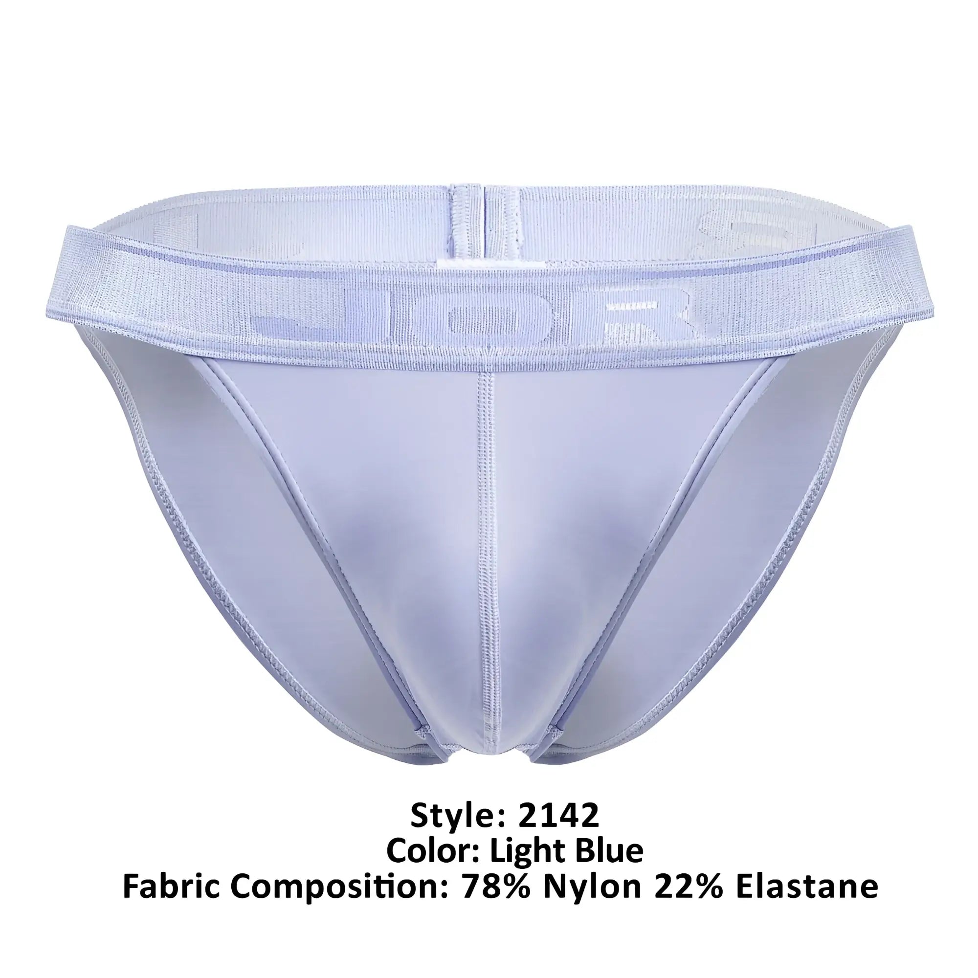 Light blue jor 2142 element bikini briefs made of 78% nylon and 22% elastane with supportive waistband and subtle branding